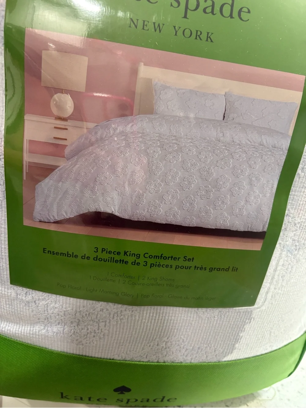 NEW Kate Spade Pop Floral in Light Morning Glory 3 piece King Comforter Set
